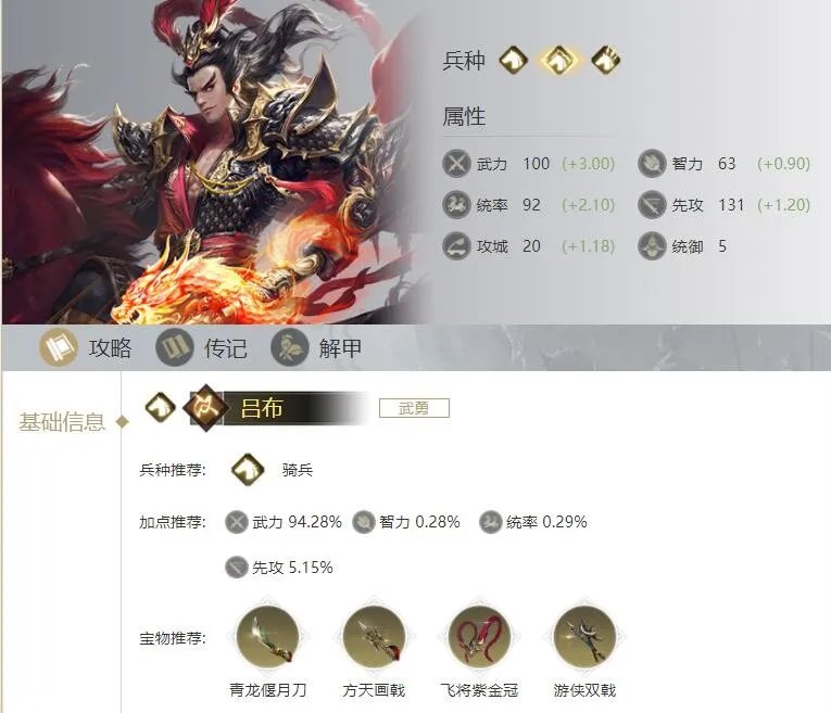 荣耀新三国汉吕布宝物推荐