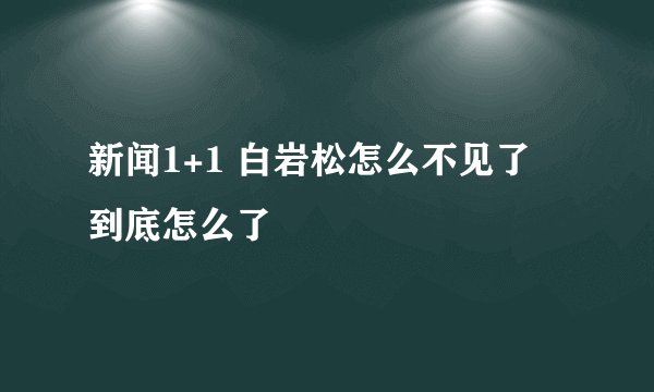 新闻1+1 白岩松怎么不见了 到底怎么了