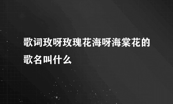 歌词玫呀玫瑰花海呀海棠花的歌名叫什么