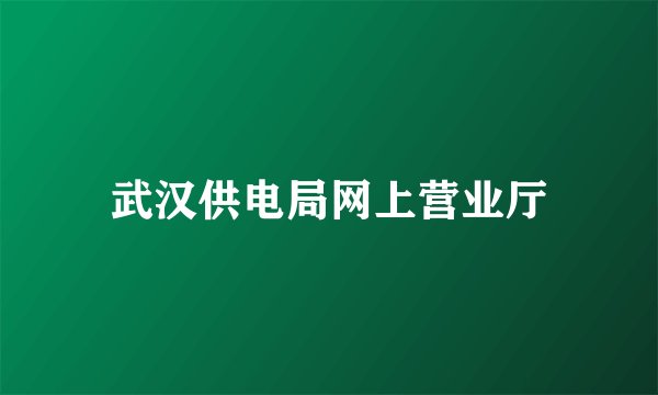 武汉供电局网上营业厅