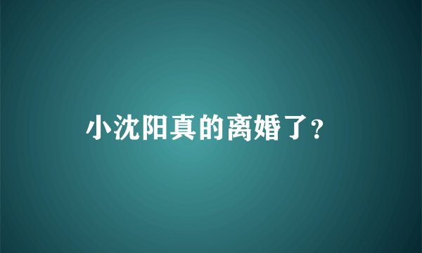 小沈阳真的离婚了？