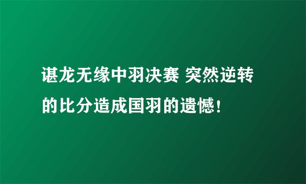 谌龙无缘中羽决赛 突然逆转的比分造成国羽的遗憾！