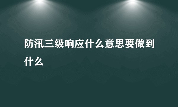 防汛三级响应什么意思要做到什么
