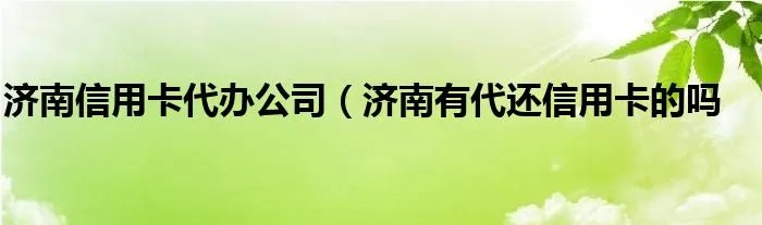 济南信用卡代办公司（济南有代还信用卡的吗