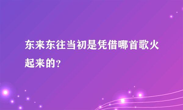 东来东往当初是凭借哪首歌火起来的？