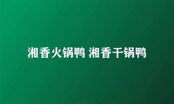 湘香火锅鸭 湘香干锅鸭