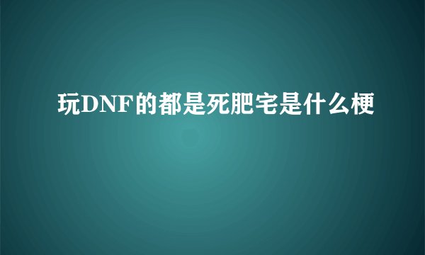 玩DNF的都是死肥宅是什么梗
