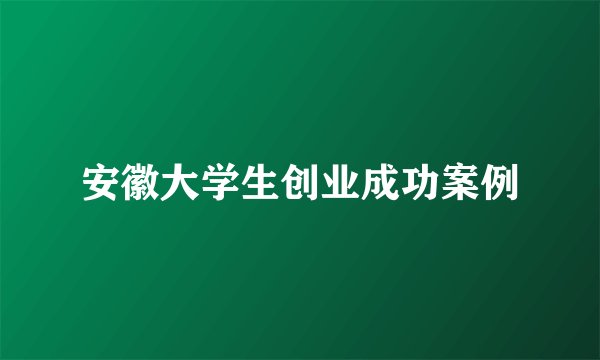 安徽大学生创业成功案例