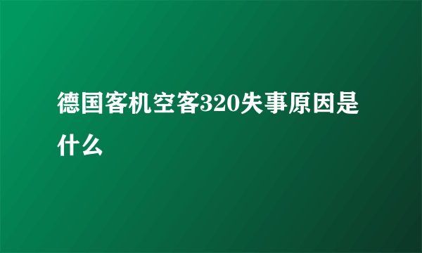 德国客机空客320失事原因是什么
