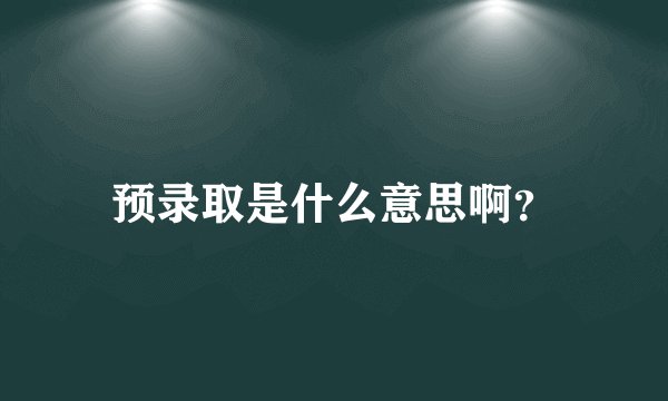 预录取是什么意思啊？