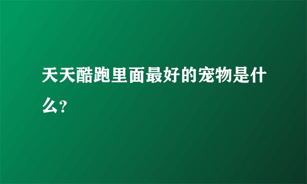 天天酷跑里面最好的宠物是什么？