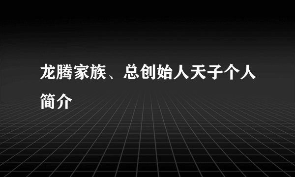 龙腾家族、总创始人天子个人简介