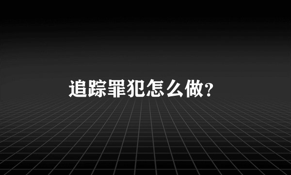 追踪罪犯怎么做？