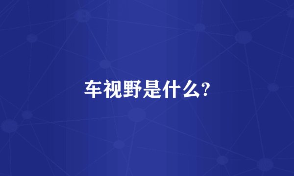 车视野是什么?