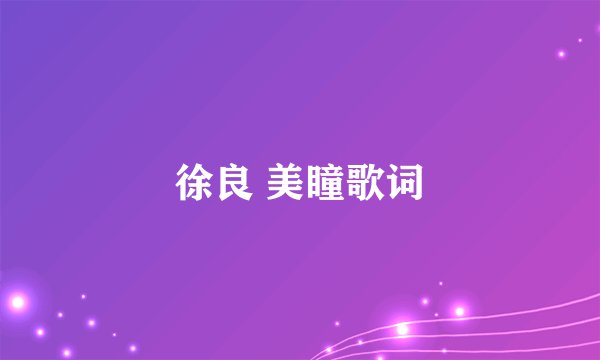 徐良 美瞳歌词