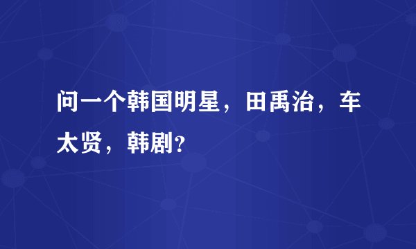 问一个韩国明星，田禹治，车太贤，韩剧？