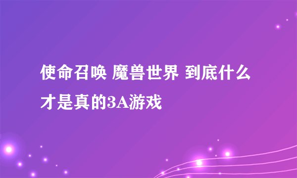 使命召唤 魔兽世界 到底什么才是真的3A游戏