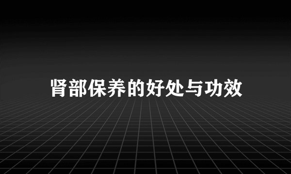 肾部保养的好处与功效