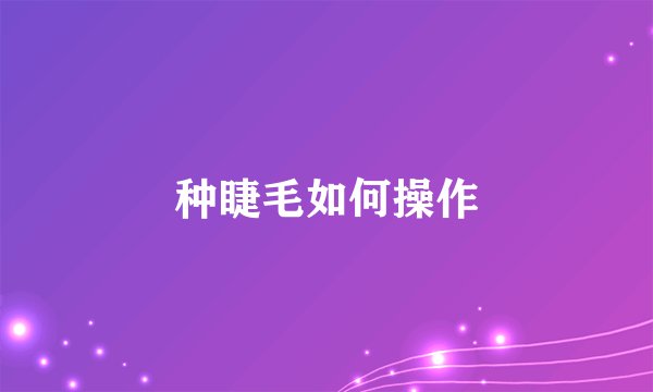 种睫毛如何操作