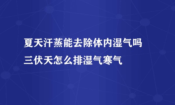 夏天汗蒸能去除体内湿气吗 三伏天怎么排湿气寒气