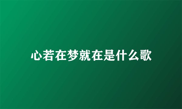 心若在梦就在是什么歌