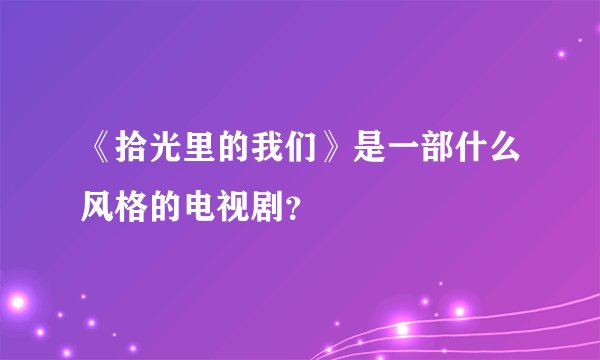 《拾光里的我们》是一部什么风格的电视剧？
