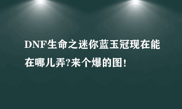 DNF生命之迷你蓝玉冠现在能在哪儿弄?来个爆的图!