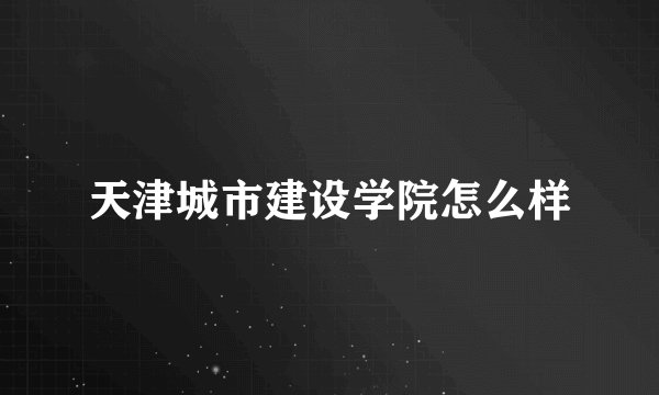 天津城市建设学院怎么样