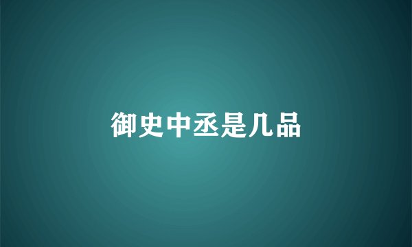 御史中丞是几品