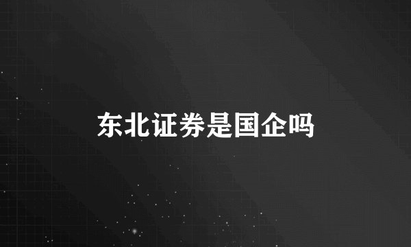 东北证券是国企吗