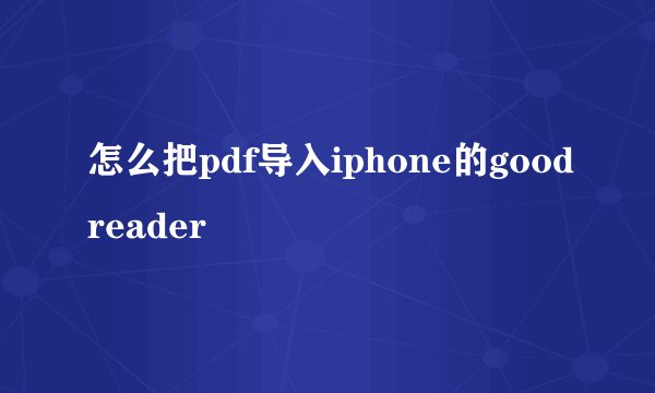 怎么把pdf导入iphone的goodreader