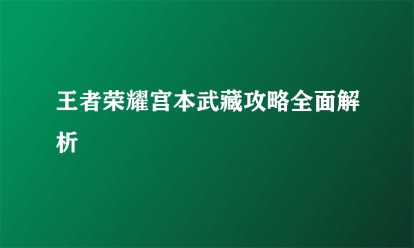 王者荣耀宫本武藏攻略全面解析