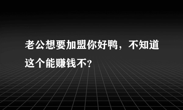 老公想要加盟你好鸭,不知道这个能赚钱不?