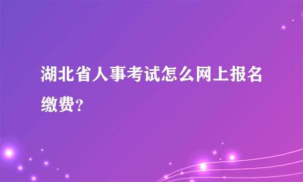 湖北省人事考试怎么网上报名缴费？