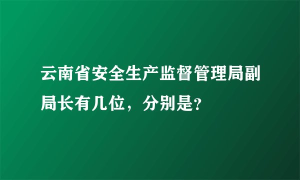 云南省安全生产监督管理局副局长有几位，分别是？