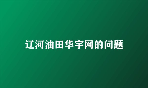 辽河油田华宇网的问题