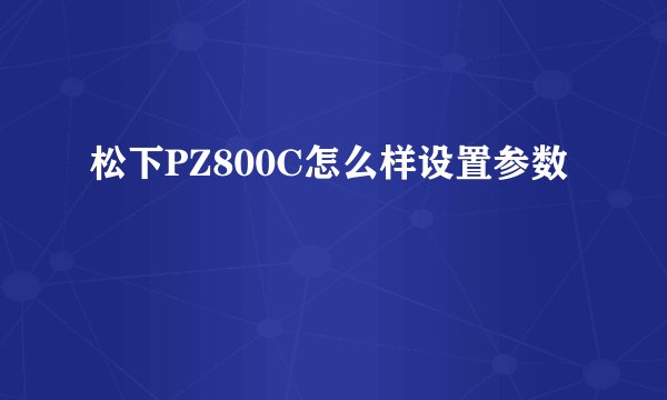 松下PZ800C怎么样设置参数