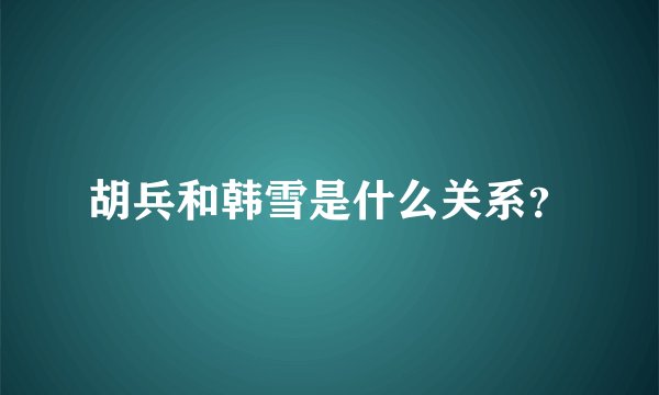 胡兵和韩雪是什么关系？