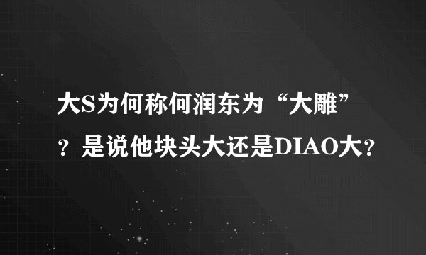 大S为何称何润东为“大雕”？是说他块头大还是DIAO大？
