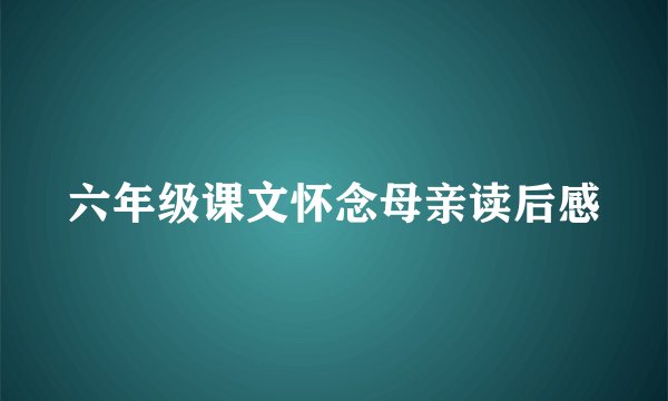 六年级课文怀念母亲读后感