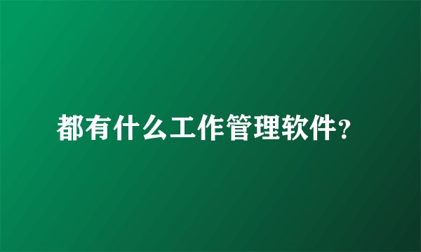 都有什么工作管理软件？
