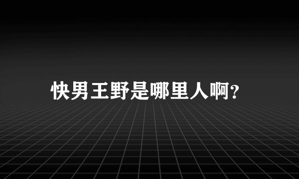 快男王野是哪里人啊?