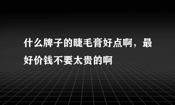 什么牌子的睫毛膏好点啊，最好价钱不要太贵的啊
