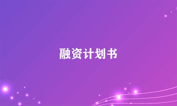 融资计划书