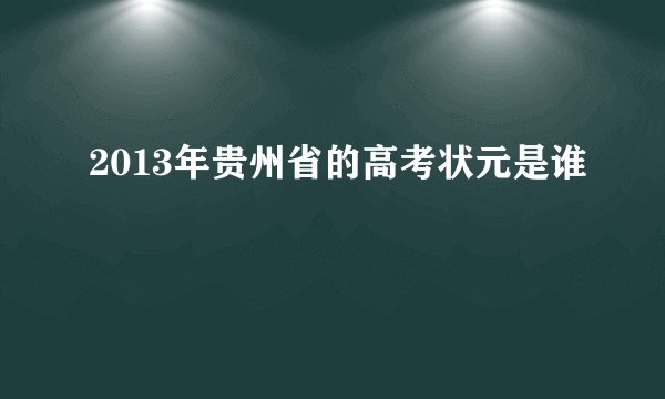 2013年贵州省的高考状元是谁