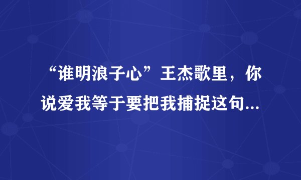 “谁明浪子心”王杰歌里，你说爱我等于要把我捕捉这句歌词是什么意思？