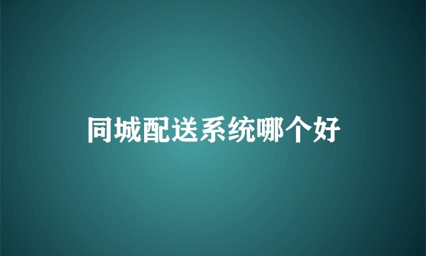 同城配送系统哪个好