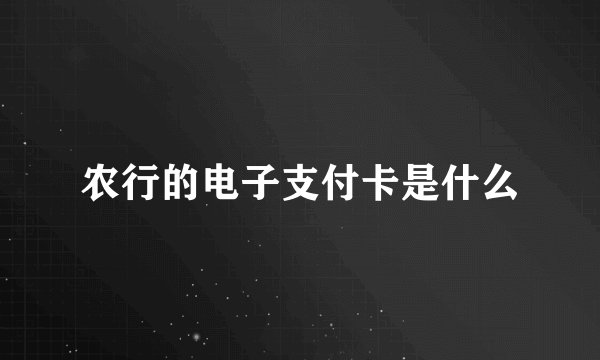 农行的电子支付卡是什么