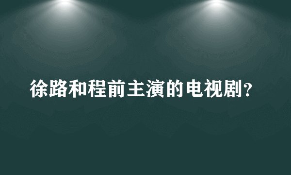 徐路和程前主演的电视剧？
