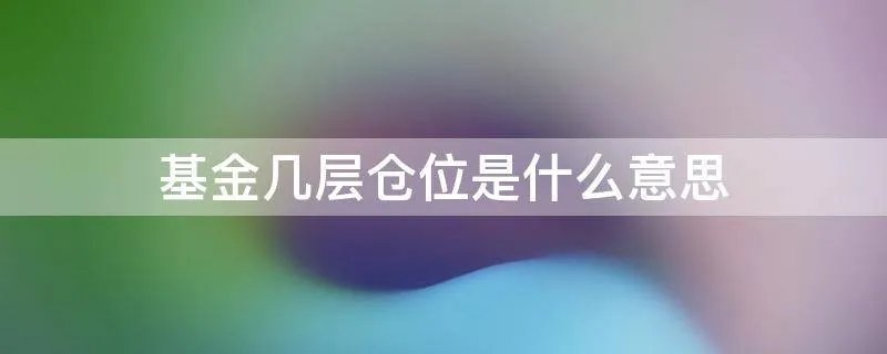 基金几层仓位是什么意思